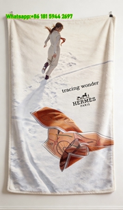 Hermès Tracing Wonder Snowy Scarf Print Flannel Throw Blanket IMG_5145